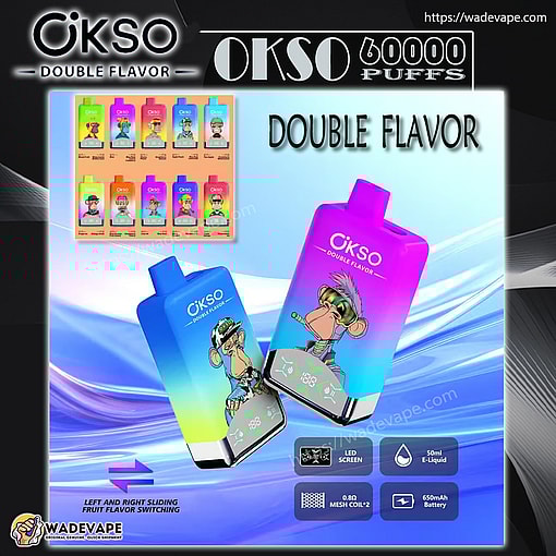 okso 60000 puffs original okso 2in1 50k double flavors vape led display type c port disposable e cigarettes customizable. fast shipping