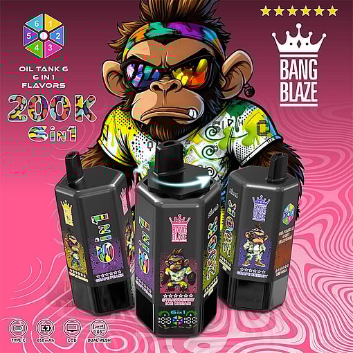 bang blaze 200000 puffs original bang blaze 200k 6 flavors in 1 vape led display type c port disposable e cigarettes customizable fast shipping
