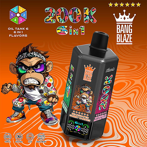 bang blaze 200000 puffs original bang blaze 200k 6 flavors in 1 vape led display type c port disposable e cigarettes customizable fast shipping