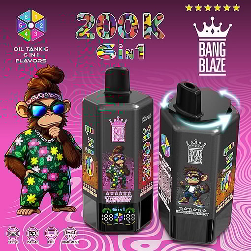 bang blaze 200000 puffs original bang blaze 200k 6 flavors in 1 vape led display type c port disposable e cigarettes customizable fast shipping