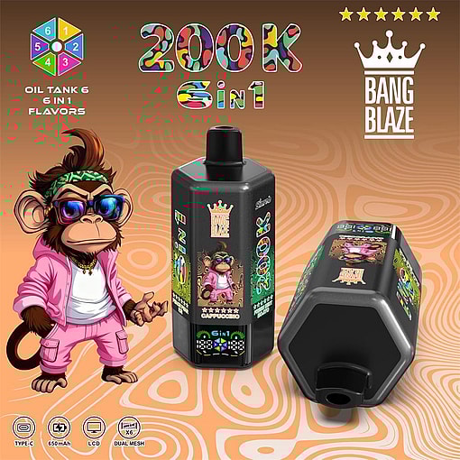 bang blaze 200000 puffs original bang blaze 200k 6 flavors in 1 vape led display type c port disposable e cigarettes customizable fast shipping