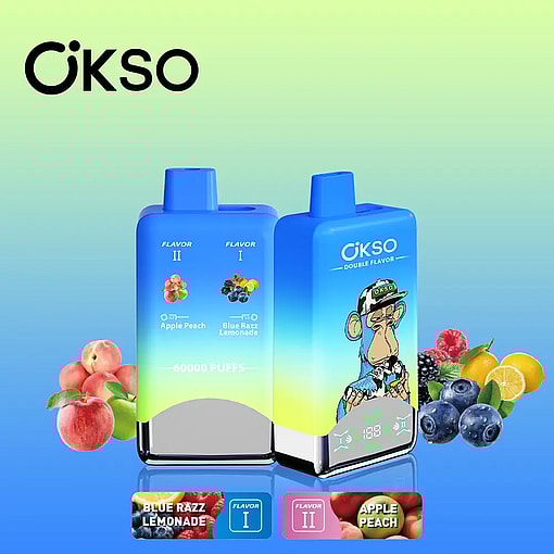 okso 60000 puffs original okso 2in1 50k double flavors vape led display type c port disposable e cigarettes customizable. fast shipping