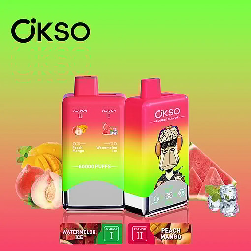 okso 60000 puffs original okso 2in1 50k double flavors vape led display type c port disposable e cigarettes customizable. fast shipping