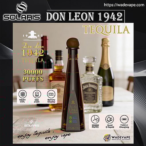 solaris don leon tequila 30000 puffs original don leon 1942 tequila 30k liquor bottle vape led display type c port disposable e cigarettes fast shipping