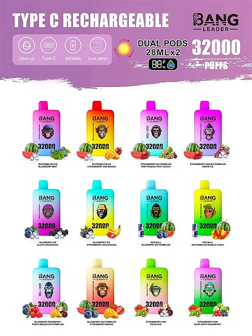 Bang Leader 32000 puffs Original Genuine Intake Port 32K Customizable. Fast shipping - Imagen 2