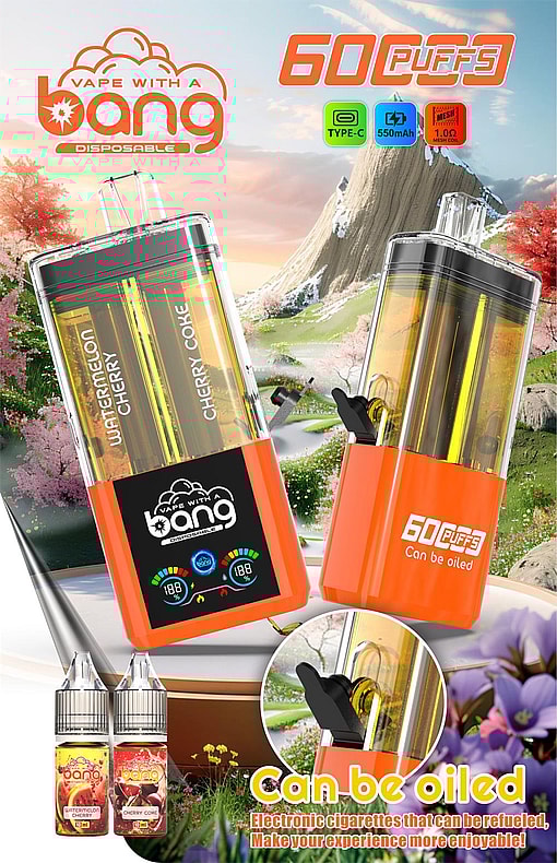 bang 60000 puffs original bang 2in1 60k can be filled with e liquid vape led display disposable e cigarettes customizable. fast shipping