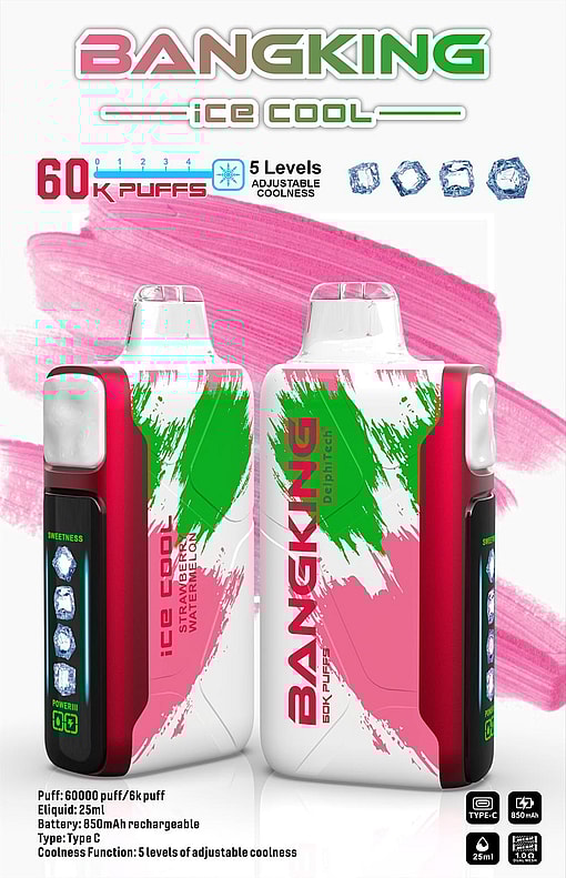 bang king ice cool 60000 puffs original genuine disposable e cigarettes 60k flavor switching customizable fast shipping