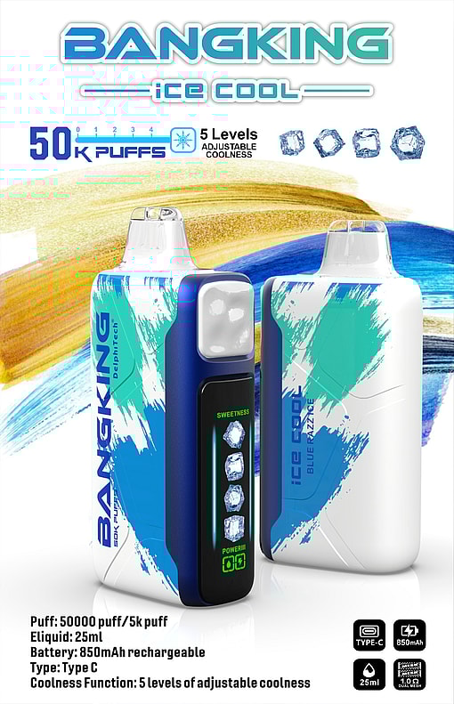 bang king ice cool 50000 puffs original genuine disposable e cigarettes 40k flavor switching customizable fast shipping