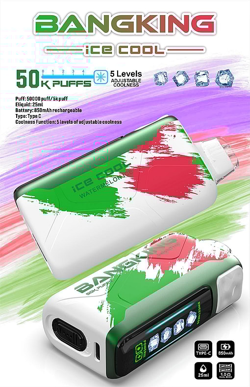 bang king ice cool 50000 puffs original genuine disposable e cigarettes 40k flavor switching customizable fast shipping