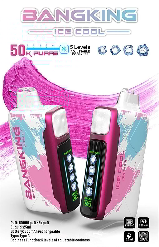bang king ice cool 50000 puffs original genuine disposable e cigarettes 40k flavor switching customizable fast shipping