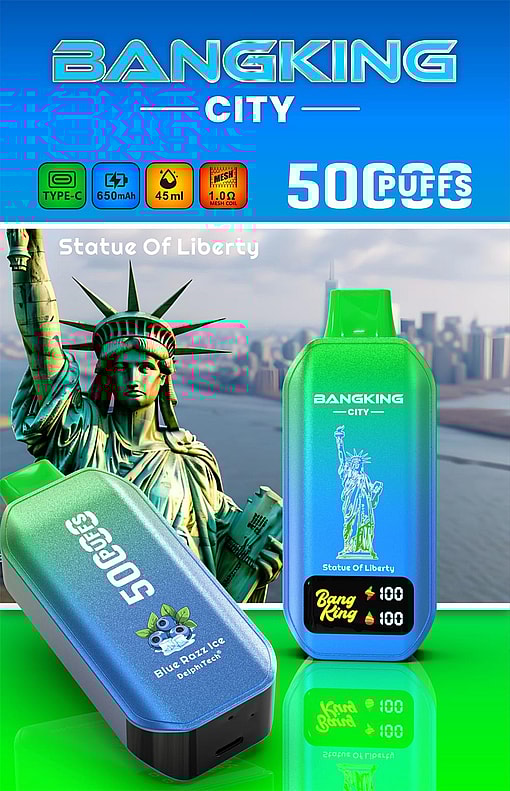 bang king city 50000 puffs original bang king city 50k led screen type c port disposable e cigarettes customizable. fast shipping