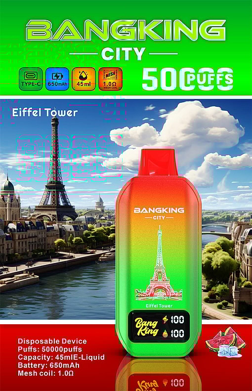 bang king city 50000 puffs original bang king city 50k led screen type c port disposable e cigarettes customizable. fast shipping