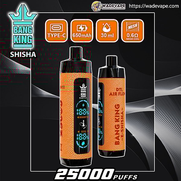 Bang King Shisha 25000 puffs Original Genuine Dual Intake Port 25K Customizable. Fast shipping