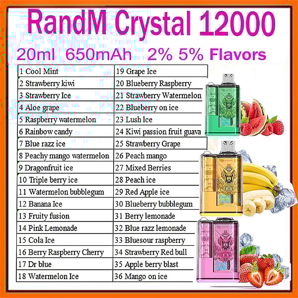 RandM Crystal 12000 puffs Original Genuine 12K Customizable Fast shipping - Image 2