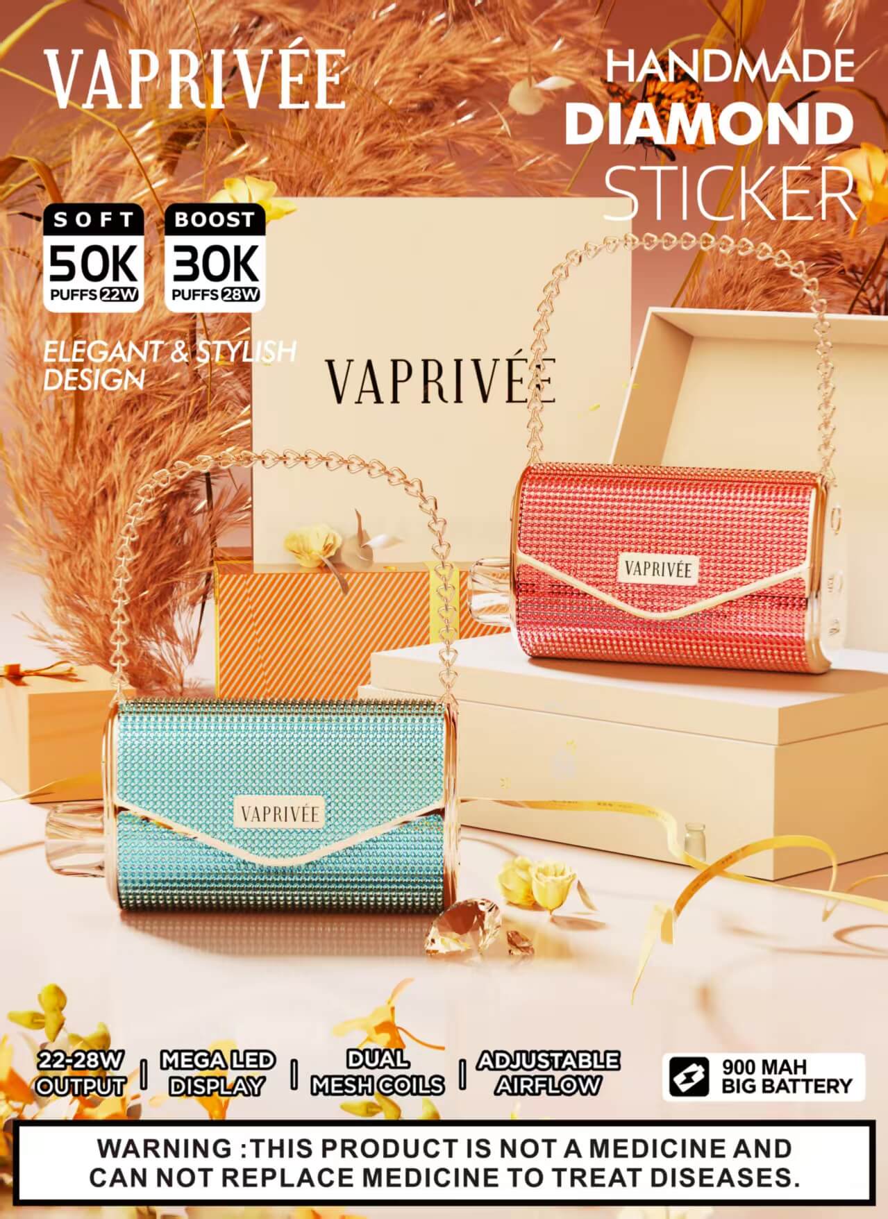 vaprivee 50000 puffs original vaprivee 50k handbag disposable vape led display type c charging port customizable. fast shipping