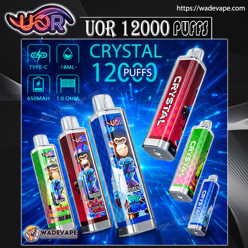 UOR 12000 Puffs Original Uor Crystal 12K Vape LED Rainbow Lights Type-C  Port E-Cigarettes jetables personnalisables. Expdition rapide-WadeVape