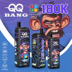 qq bang 180000 puffs disposable vape | 4 in 1 flavors rechargeable dual mesh vape | lcd display type c charging