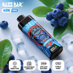 razz bar 40000 puffs disposable vape | led display adjustable airflow mesh coil | rechargeable type c 650mah | eu warehouse 3 5 days delivery