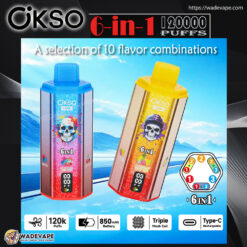 okso 6 in 1 120000 puffs disposable vape | triple mesh coil 6 flavor switch | smart display 850mah battery type c prot