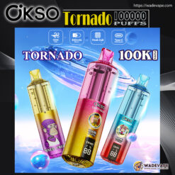 okso tornado 100000 puffs disposable vape | transparent oil tank smart led display | mesh coil type c prot